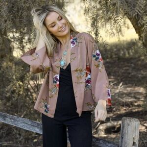 Floral Kimono Jacket - Brown